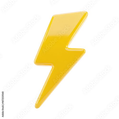 Free Download 3d icon of yellow lightning bolt symbol isolated on transparent background - GFXLoad