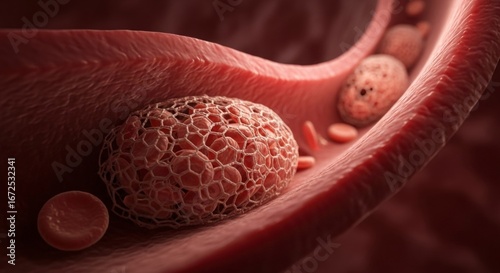 Detailed Red Blood Cells and Microstructures in Human Blood Vessel