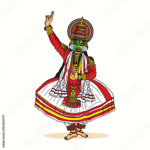 Kerala Kathakali dance form vector illustration