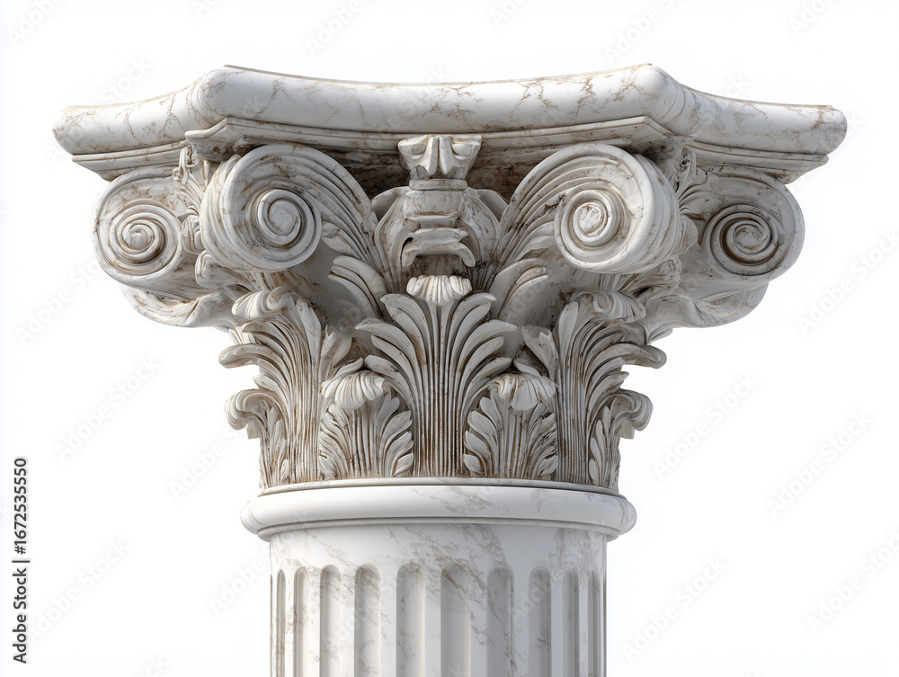 custom made wallpaper toronto digitalClose-up Ionic capital carved in white marble isolated on white, 3D render