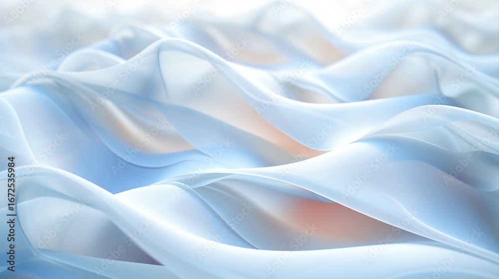 Fototapeta premium Soft flowing fabric waves in gentle hues creating a serene and tranquil atmosphere for design