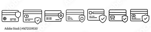 set of credit card with a small security shield 