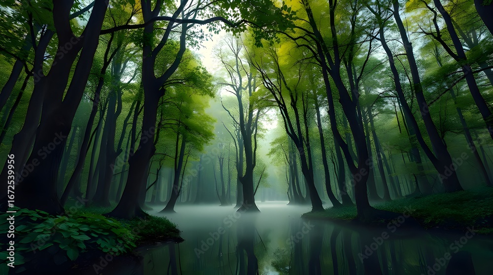 Naklejka premium morning in the forest