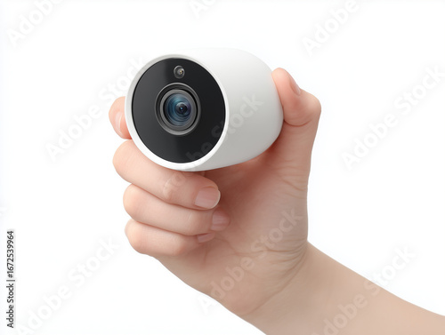 Wallpaper Mural Hand displaying a compact home security camera, photo Torontodigital.ca