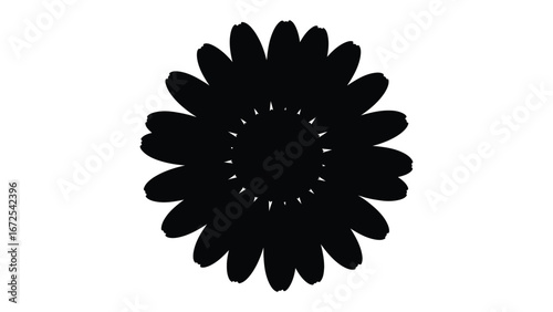 Black Daisy Silhouette: A striking and elegant silhouette of a daisy, a symbol of innocence and beauty, rendered in bold black against a simple background. Emphasizing the flower's intricate details.