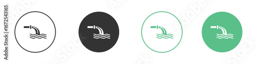 Waste water icons silhouette in flat black style.