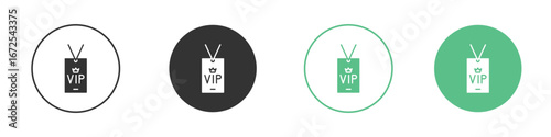VIP icons silhouette in flat black style.