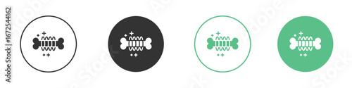 Strong healthy bones icons silhouette in flat black style.