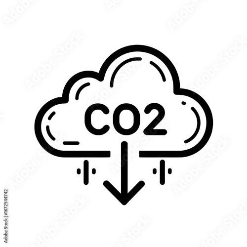 Co2 emissions reduction cloud icon vector illustration climate change concept