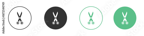 Scissors icons silhouette in flat black style.