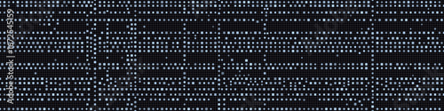 Digital matrix of dots and lines on a dark grid pattern.
