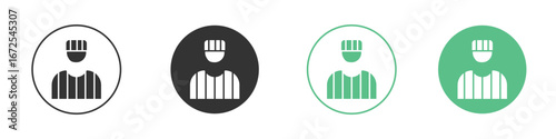 Prisoner icons silhouette in flat black style.