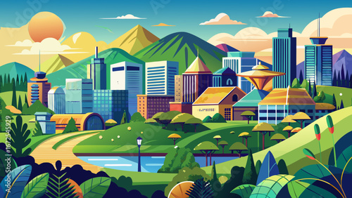 Kigali, Rwanda, rises among rolling green hills. A clean, modern capital with vibrant markets, art galleries, and memorials reflecting resilience, innovation, and a hopeful African spirit.