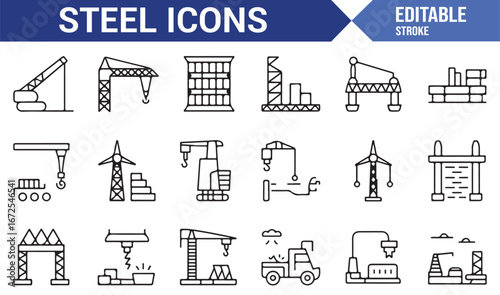 Vector icons for steelworks and construction sites