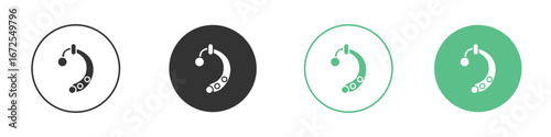Hearing aid icons silhouette in flat black style.