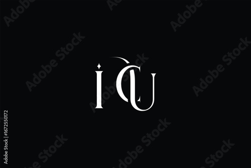 Initial ICU creative letter logo design. Elegant Monogram Logo Design with Decorative Elements and Typography