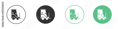 Forklift icons silhouette in flat black style.