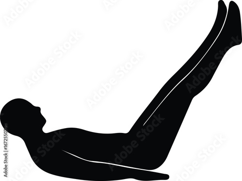 Illustrator Vector abdominal exercise pose woman exercising fitness silhouette