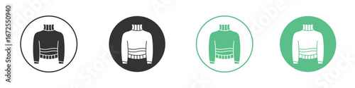 Female sweater icons silhouette in flat black style.