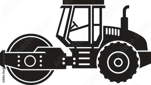 Black Silhouette of a Road Roller 