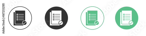 Document verification icons silhouette in flat black style.