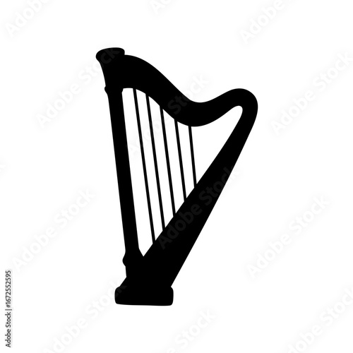 Silhouette of a Classic Harp Instrument, Symbolizing Music and Cultural Heritage