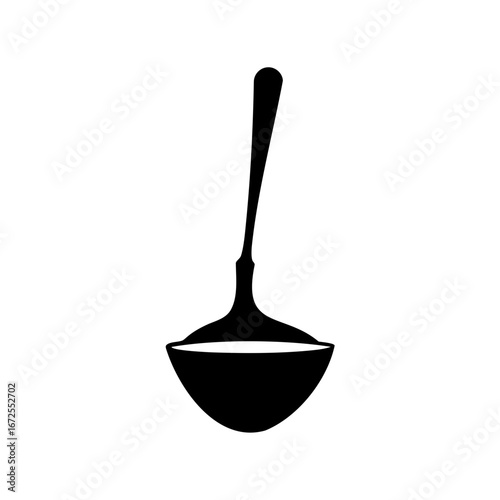 Black silhouette of a soup ladle, culinary utensil for serving dishes