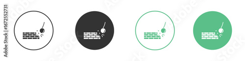 Demolition icons silhouette in flat black style.