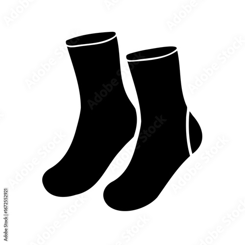 Black and white image showcases a pair of socks in silhouette form