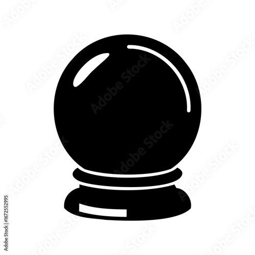 Simple black and white silhouette of a classic fortune telling crystal ball