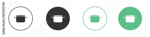 Cooking pot icons silhouette in flat black style.