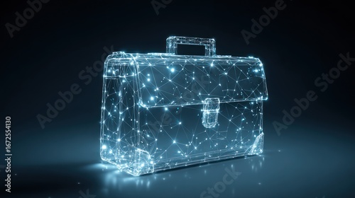 Abstract briefcase, glowing network
