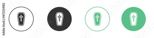 Coffin icons silhouette in flat black style.
