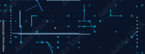 Abstract vector tech background with geometric lines and dots.