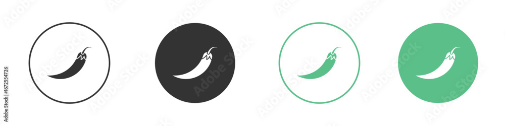 Obraz premium chilli pepper icons silhouette in flat black style.