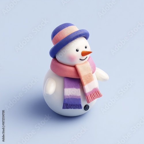 Festive Snowman Sculpture A Cheerful Winter Decoration on a Soft Blue Background
