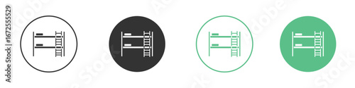 Bunk bed icons silhouette in flat black style.