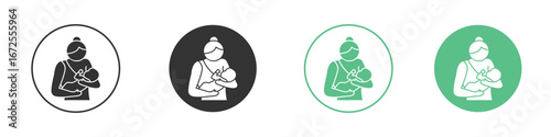 Breastfeeding icons silhouette in flat black style.