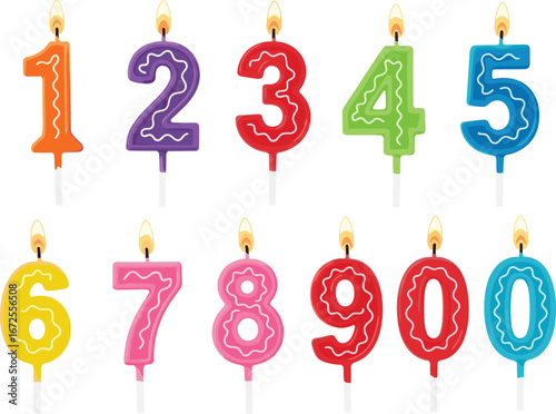 Birthday, candles, numbers, colorful, celebration, party, age, flame, digits, decoration, fun, festive, cake, light, wax, kids, cheerful, bright, anniversary, event