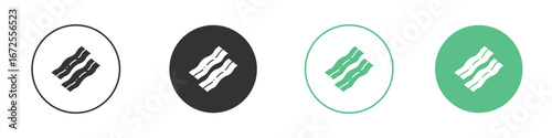 Bacon icons silhouette in flat black style.