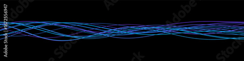 Dynamic vector tech background with flowing blue and purple lines on black.