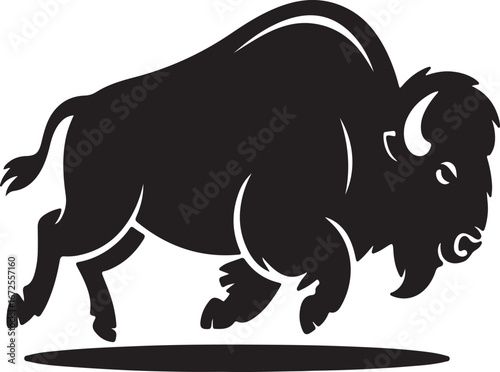 Silhouette of a charging bison, a powerful symbol of the American West
