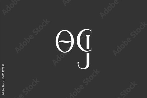 Initial OCJ creative letter logo design. Elegant Monogram Logo Design with Decorative Elements and Typography