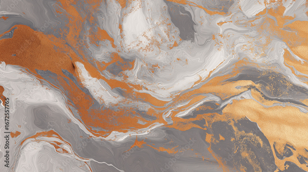 Naklejka premium An abstract marbled texture in grey and metallic yellow creates a sophisticated, modern, and visually dynamic surface with elegant color contrast.