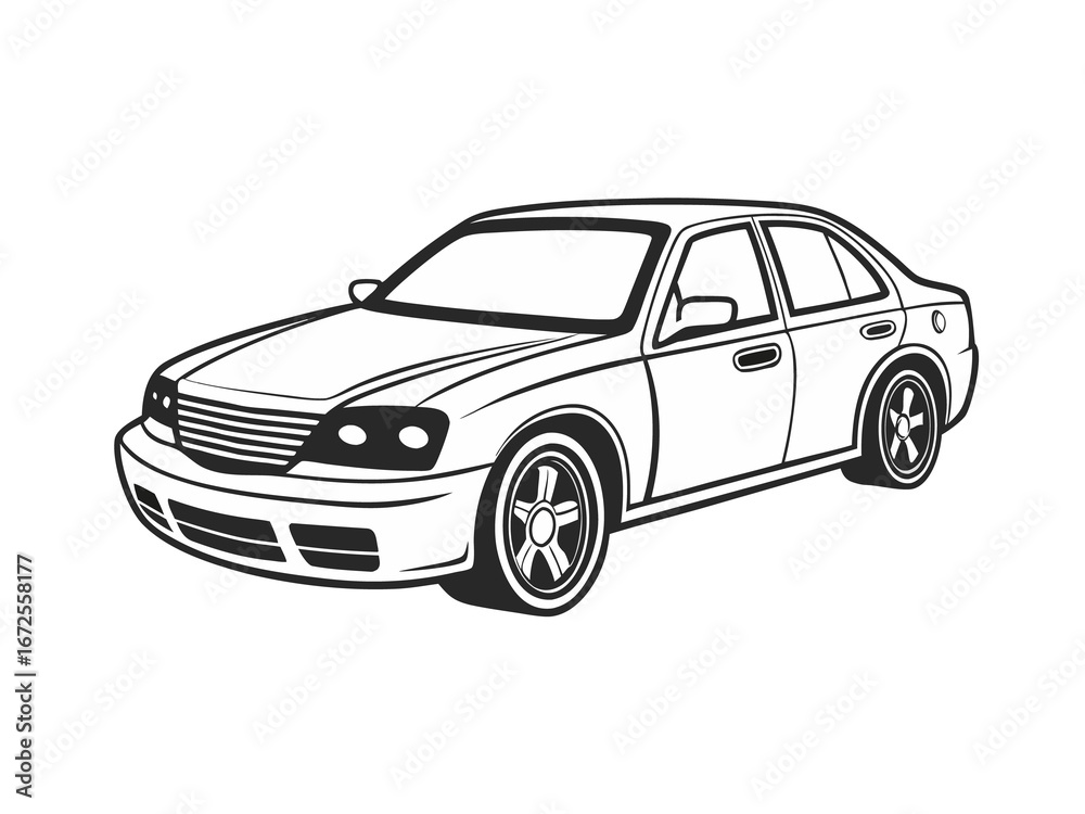 Fototapeta premium hand drawn car illustration jpg on white background