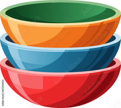 colorful bowls isolated on white