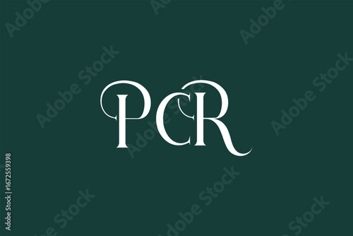 Initial PCR creative letter logo design. Elegant Monogram Logo Design with Decorative Elements and Typography