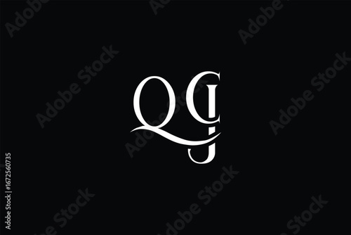 Initial QCJ creative letter logo design. Elegant Monogram Logo Design with Decorative Elements and Typography