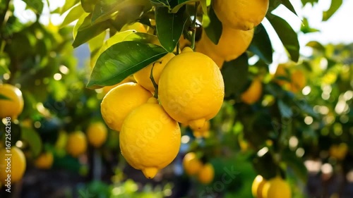Lemon orchard daylight bright fruits