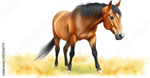 Watercolor vector illustration of a horse.